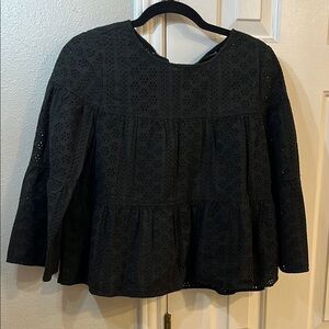 Madewell Black Boxy Eyelet Blouse